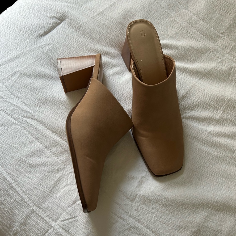 Nude Chunky Heel Mules